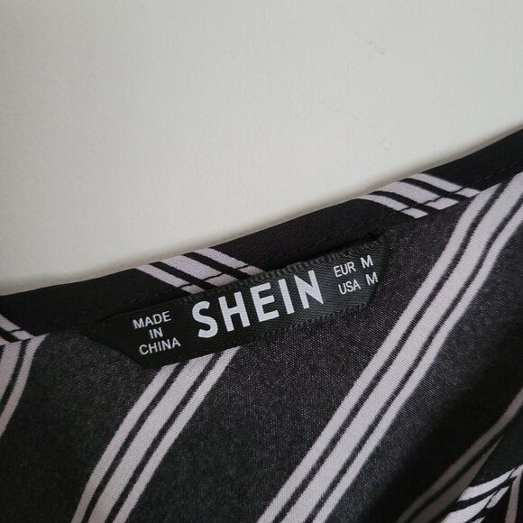 Shein Double V Neck Striped Strappy Spaghetti Sleeveless Blouse Cami Tank Top M - Picture 10 of 14